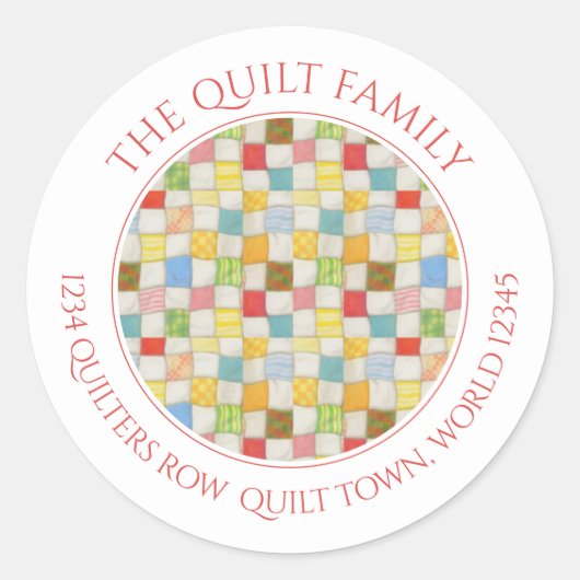 Sticker Rond CRAZY QUILT Petite Enveloppe d'adresse ronde sceau (Devant)