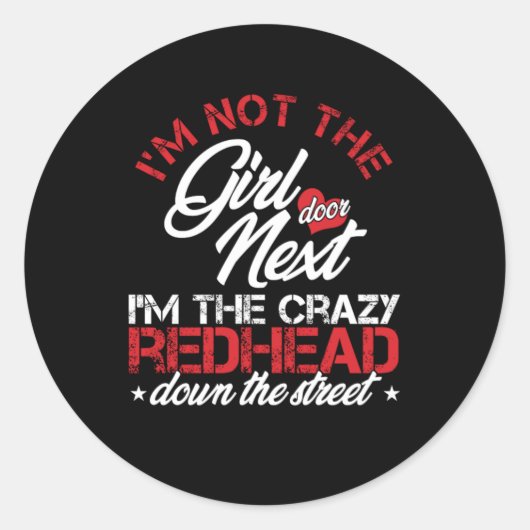 Sticker Rond Crazy Red Hair Ginger Redheads Frappes Gi (Devant)