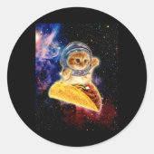 Sticker Rond Crazy Space Taco Cat Funny V2 (Devant)