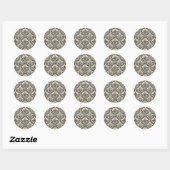 Sticker Rond Cream Damask ~ (Feuille)