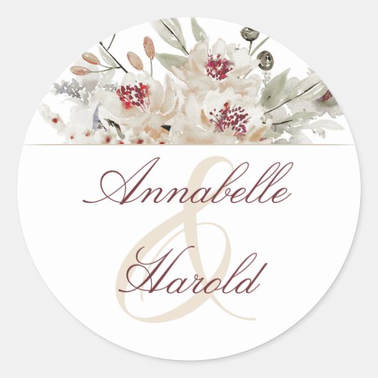 Sticker Rond Cream et Marsala Mariage (Devant)