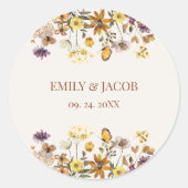 Sticker Rond Cream & Terracotta Fleur sauvage Mariage Boho (Devant)