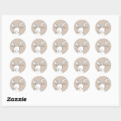 Sticker Rond Cream White Happy Easter Cute Bunny (Feuille)