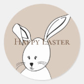 Sticker Rond Cream White Happy Easter Cute Bunny (Devant)