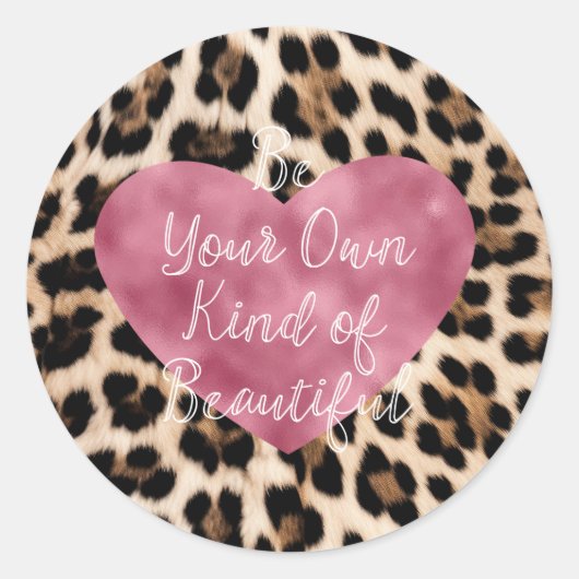Sticker Rond Creamy Brown Black Leopard Coeur Belle (Devant)