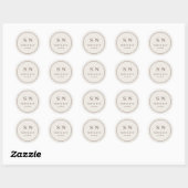 Sticker Rond Creamy White Minimal and Chic | Wedding Initial (Feuille)