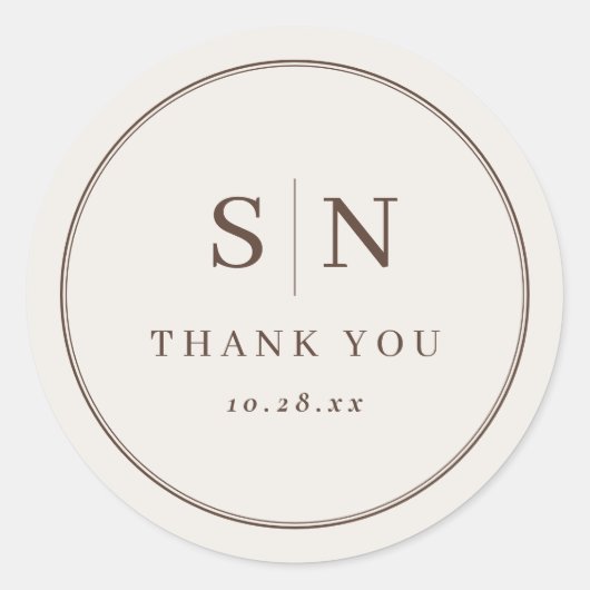 Sticker Rond Creamy White Minimal and Chic | Wedding Initial (Devant)