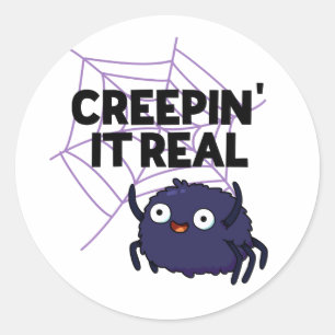 Sticker Rond Creating It Real migre Halloween Spider Pun