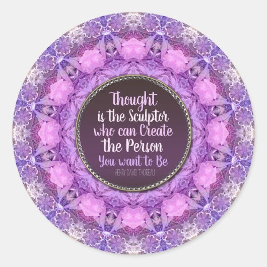Sticker Rond Créativité Mandala Bonita rose violet (Devant)