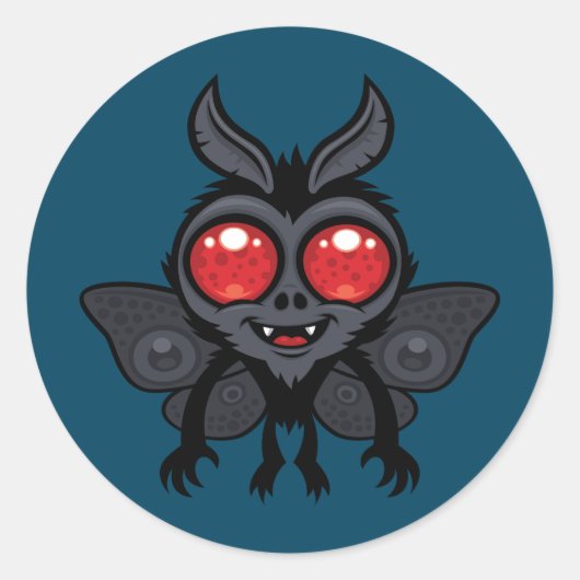 Sticker Rond Créature Cryptide Mignon Craintif Mothman Monstre (Devant)