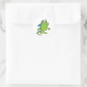 Sticker Rond créature de monstre dragon vert mignon (Sac)