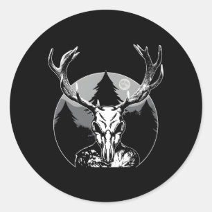Sticker Rond Créature folklorique Lune Wendigo Forêt Halloween