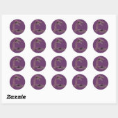Sticker Rond Créature Imaginaire rose pourpre (Feuille)