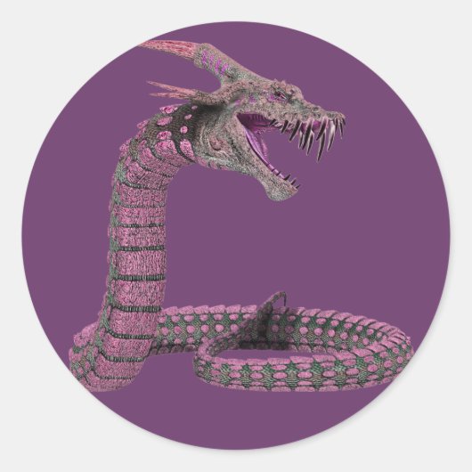 Sticker Rond Créature Imaginaire rose pourpre (Devant)
