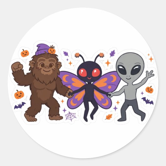 Sticker Rond Créatures Cryptides Danseuses — Set d'autocollants (Devant)