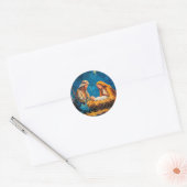Sticker Rond Crèche, belle illustration, (Enveloppe)