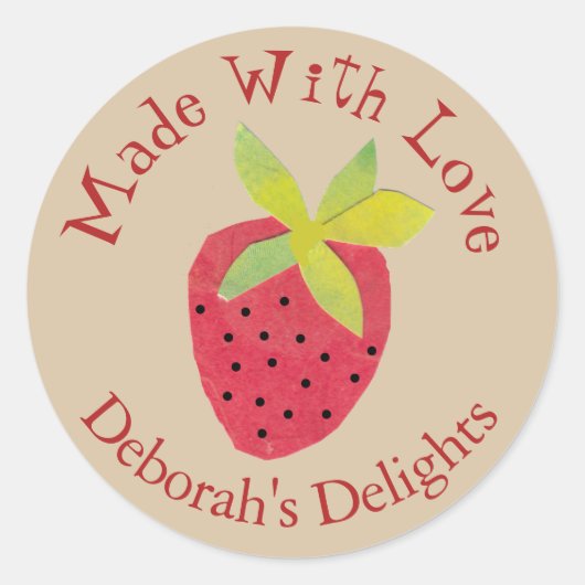 Sticker Rond Créé avec amour Fabricant artisanal de fraise de l (Devant)