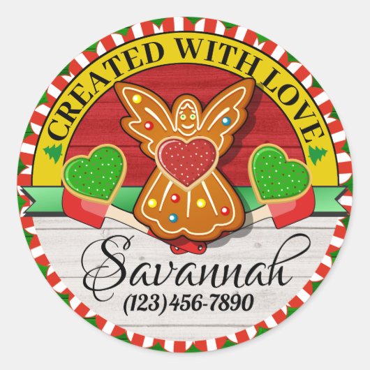 Sticker Rond Créé avec l'Autocollant de Noël d'amour (Devant)