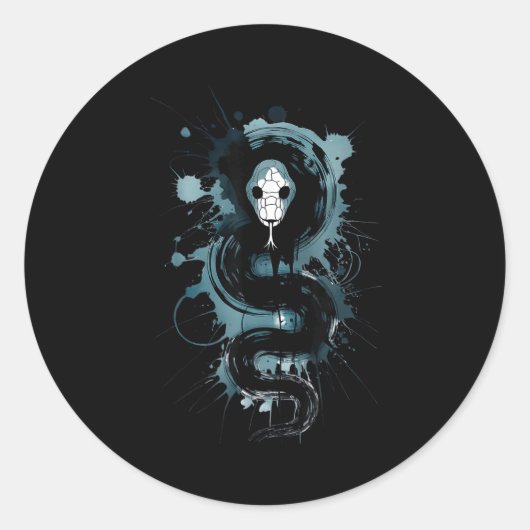 Sticker Rond Creepy Cute Goth Snake Horror Snake Sketch Alt Nge (Devant)