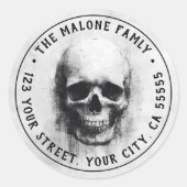 Sticker Rond Creepy skull Halloween return address (Devant)