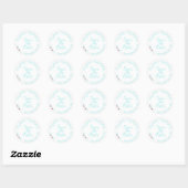 Sticker Rond Créer un mariage Turquoise blanc élégant Enregistr (Feuille)