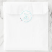 Sticker Rond Créer un mariage Turquoise blanc élégant Enregistr (Sac)