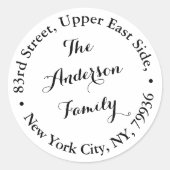 Sticker Rond Créer une adresse de retour de nom de famille pers (Devant)