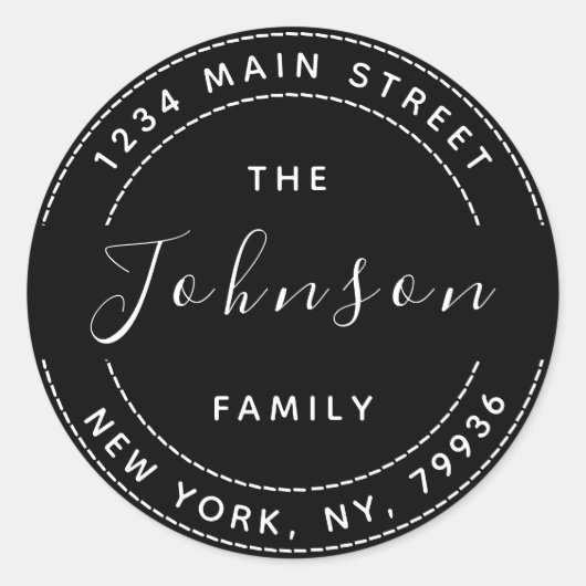 Sticker Rond Créer votre propre adresse de retour d'arrondi Nom (Devant)