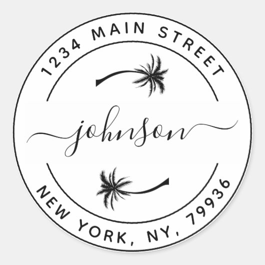 Sticker Rond Créez vos propres palmiers rondes adresse de retou (Devant)