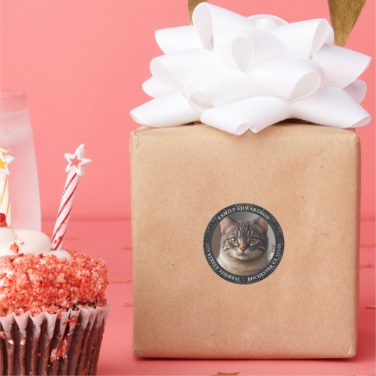 Sticker Rond Créez votre propre adresse de retour chatte (Fête)