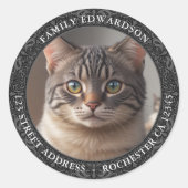 Sticker Rond Créez votre propre adresse de retour chatte (Devant)