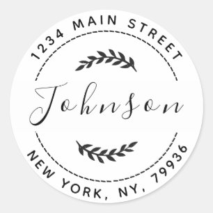 Sticker Rond Créez votre propre adresse de retour d'arrondi
