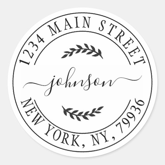 Sticker Rond Créez votre propre adresse de retour d'arrondi (Devant)