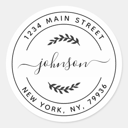 Sticker Rond Créez votre propre adresse de retour d'arrondi (Devant)