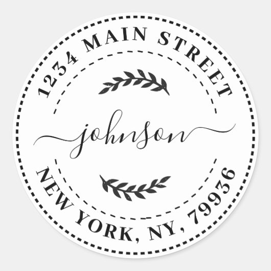 Sticker Rond Créez votre propre adresse de retour d'arrondi (Devant)