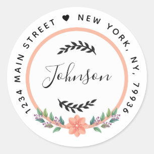 Sticker Rond Créez votre propre adresse de retour d'arrondi