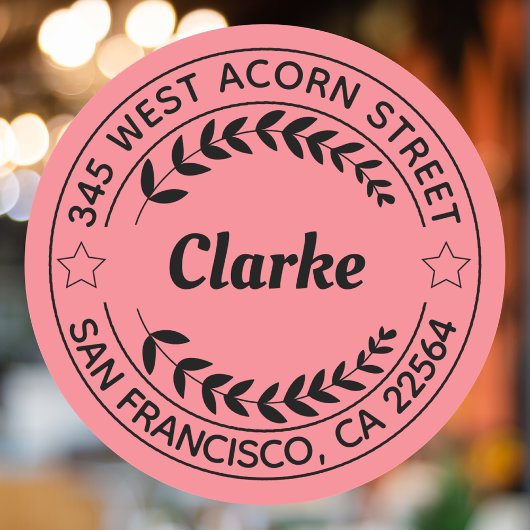 Sticker Rond Créez votre propre adresse de retour en noir et ro