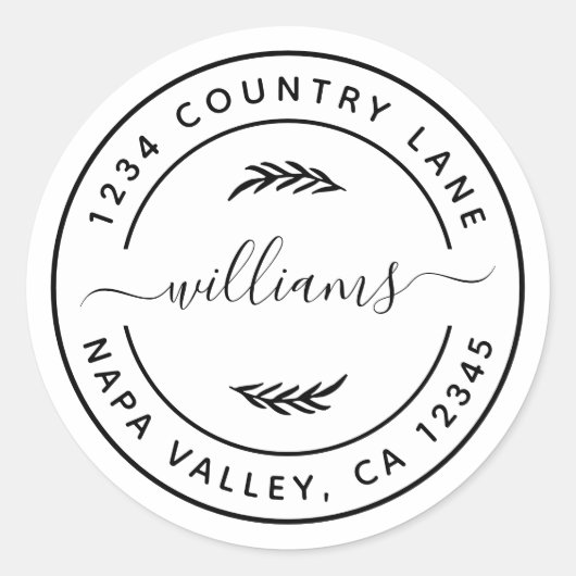 Sticker Rond Créez votre propre adresse de retour moderne (Devant)