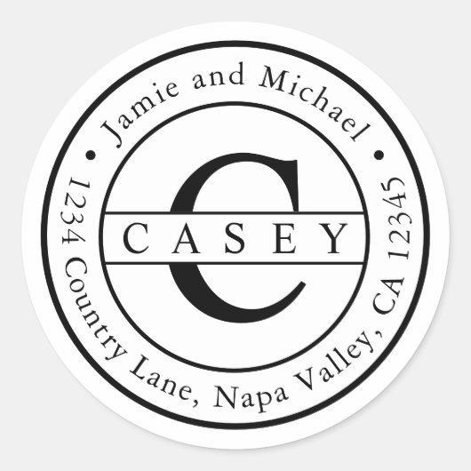 Sticker Rond Créez votre propre adresse de retour Monogramme cl (Devant)