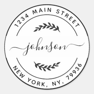 Sticker Rond Créez Votre Propre Adresse de Retour Rond