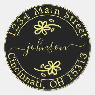 Sticker Rond Créez Votre Propre Adresse de Retour Rond Classiqu