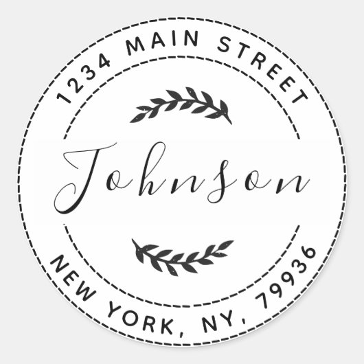 Sticker Rond Créez votre propre adresse de retour ronde (Devant)