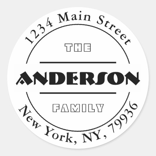 Sticker Rond Créez Votre Propre Adresse de Retour Ronde (Devant)