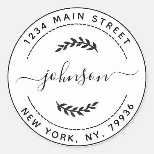 Sticker Rond Créez votre propre adresse de retour ronde (Devant)