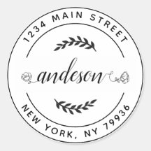 Créez Votre Propre Adresse de Retour Ronde Classiq