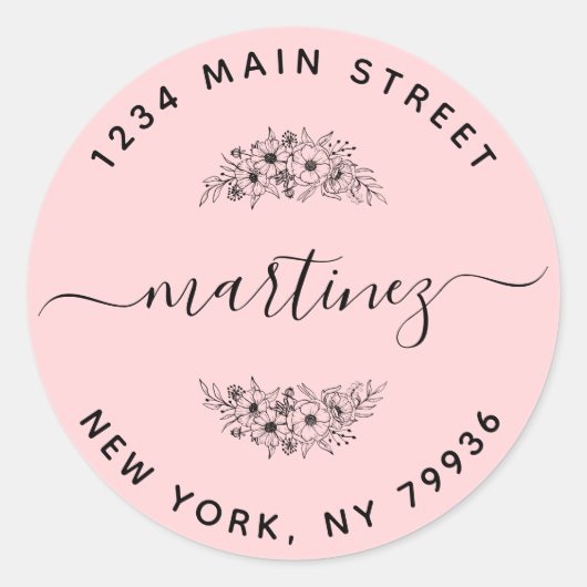 Sticker Rond Créez Votre Propre Adresse de Retour Ronde Classiq (Devant)