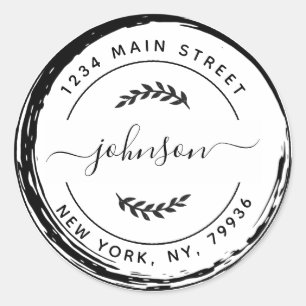 Sticker Rond Créez votre propre adresse de retour ronde Classiq