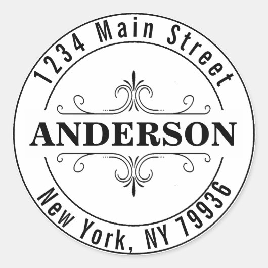 Sticker Rond Créez votre propre adresse de retour ronde moderne (Devant)