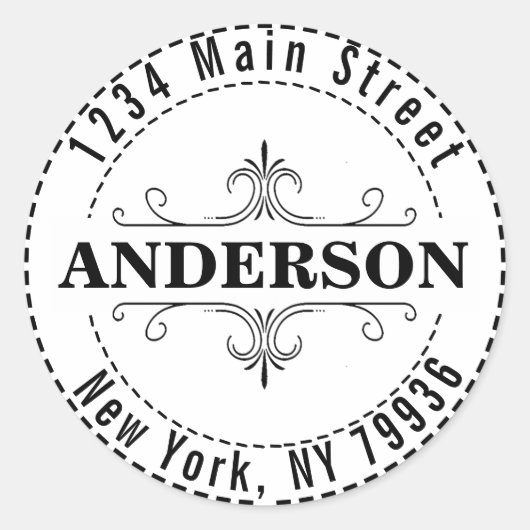 Sticker Rond Créez Votre Propre Adresse de Retour Ronde Moderne (Devant)