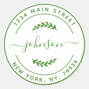 Sticker Rond Créez votre propre adresse de retour ronde  Vert d